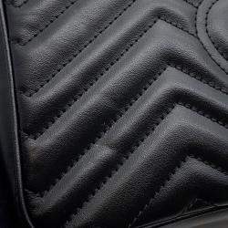 Pre Owned Gucci GG Marmont Chain shoulder Bag Black Leather