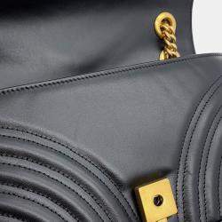 Pre Owned Gucci GG Marmont Chain shoulder Bag Black Leather