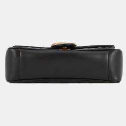 Pre Owned Gucci GG Marmont Chain shoulder Bag Black Leather