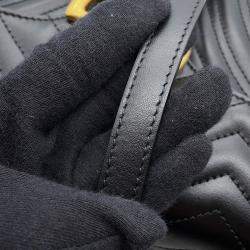 Pre Owned Gucci GG Marmont Chain shoulder Bag Black Leather