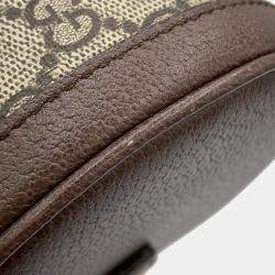 Pre Owned حقيبة كتف غوتشي جي جي سوبريم أوفيديا صغيرة بنية/بيج جلد بي في سي حجم صغير