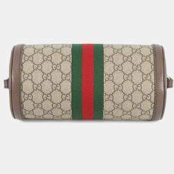 Pre Owned حقيبة كتف غوتشي جي جي سوبريم أوفيديا صغيرة بنية/بيج جلد بي في سي حجم صغير