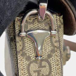 Pre Owned Gucci Horsebit 1955 Gg Supreme Shoulder Bag Beige/Brown Pvc Leather Size Mini