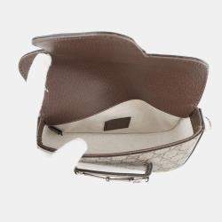 Pre Owned Gucci Horsebit 1955 Gg Supreme Shoulder Bag Beige/Brown Pvc Leather Size Mini