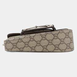 Pre Owned Gucci Horsebit 1955 Gg Supreme Shoulder Bag Beige/Brown Pvc Leather Size Mini