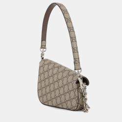 Pre Owned Gucci Horsebit 1955 Gg Supreme Shoulder Bag Beige/Brown Pvc Leather Size Mini