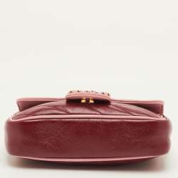 Pre Owned حقيبة كتف غوتشي سوبر ميني تورشون جي جي مارمونت جلد مبطن قطري أحمر/وردي