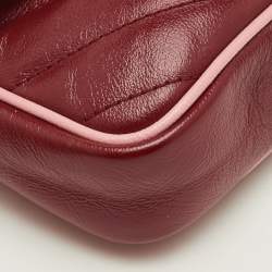 Pre Owned حقيبة كتف غوتشي سوبر ميني تورشون جي جي مارمونت جلد مبطن قطري أحمر/وردي