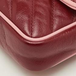 Pre Owned حقيبة كتف غوتشي سوبر ميني تورشون جي جي مارمونت جلد مبطن قطري أحمر/وردي