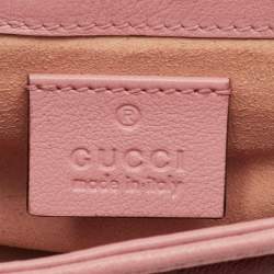 Pre Owned حقيبة كتف غوتشي سوبر ميني تورشون جي جي مارمونت جلد مبطن قطري أحمر/وردي