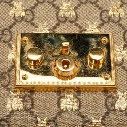 Pre Owned Gucci Padlock Small Black/Beige GG Supreme Canvas and Leather Shoulder Bag