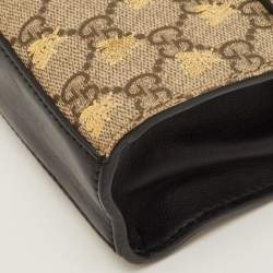 Pre Owned Gucci Padlock Small Black/Beige GG Supreme Canvas and Leather Shoulder Bag