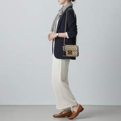 Pre Owned Gucci Padlock Small Black/Beige GG Supreme Canvas and Leather Shoulder Bag