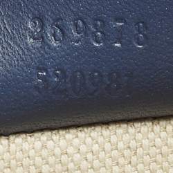 Pre Owned Gucci Craft Small Blue/Beige GG Canvas and Leather Tote