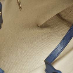 Pre Owned Gucci Craft Small Blue/Beige GG Canvas and Leather Tote