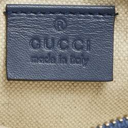 Pre Owned Gucci Craft Small Blue/Beige GG Canvas and Leather Tote