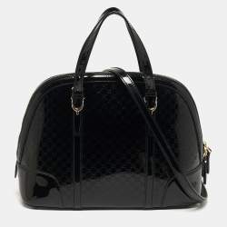 مملوكة مسبقًا Gucci Nice Black Microguccissima Patent Leather Dome Satchel