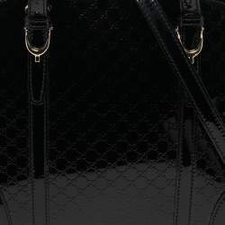مملوكة مسبقًا Gucci Nice Black Microguccissima Patent Leather Dome Satchel