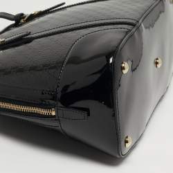 مملوكة مسبقًا Gucci Nice Black Microguccissima Patent Leather Dome Satchel