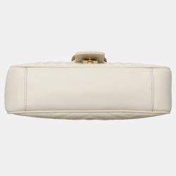 مملوكة مسبقًا Gucci White Leather GG Marmont Medium Shoulder Bag