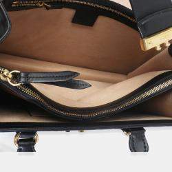 مملوكة مسبقًا Gucci Black Guccissima Leather Medium Padlock Convertible Tote