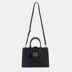 مملوكة مسبقًا Gucci Black Guccissima Leather Medium Padlock Convertible Tote