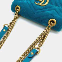 مملوكة مسبقًا Gucci Blue Velvet Velvet Matrasse Mini Shoulder Bag