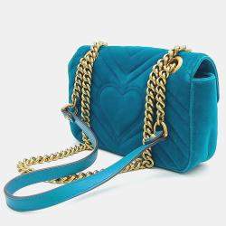 مملوكة مسبقًا Gucci Blue Velvet Velvet Matrasse Mini Shoulder Bag