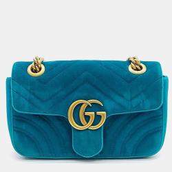 مملوكة مسبقًا Gucci Blue Velvet Velvet Matrasse Mini Shoulder Bag