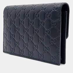 مملوكة مسبقًا Gucci Black Leather Signature Chain Wallet and Crossbody Bag