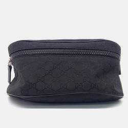 Pre Owned حقيبة فخذ جلد أسود غوتشي