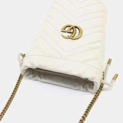 مملوكة مسبقًا Gucci Cream Leather GG Marmont Mini Bucket Bag
