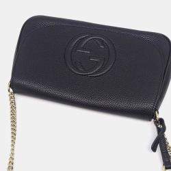 Pre Owned Gucci Black Leather Soho Chain Crossbody Bag