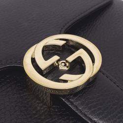 مملوكة مسبقًا Gucci Black Leather Interlocking Top Handle Tote and Shoulder Bag