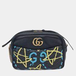 مملوكة مسبقًا Gucci Black Leather Ghost Marmont Matrasse Bag