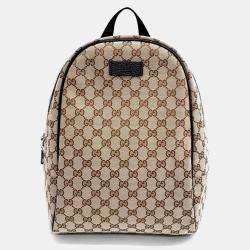 مملوكة مسبقًا Gucci Beige/Brown Canvas Jacquard Backpack