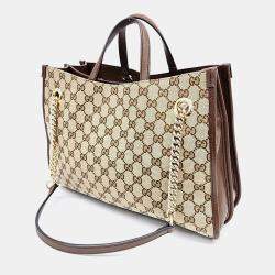 Pre Owned حقيبة يد توتس غوتشي هورسبيت 1955 كانفاس بيج/بني متوسطة الحجم