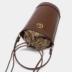 Pre Owned Gucci Brown Leather Odipia Mini Bucket Bag
