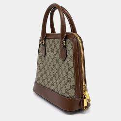 مملوكة مسبقًا Gucci Beige/Brown Coated Canvas 1955 Horsebit Top Handle Bag Small