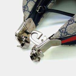 مملوكة مسبقًا حقيبة غوتشي كانفاس بِيْج/أزرق كحلي أتاشي متوسطة