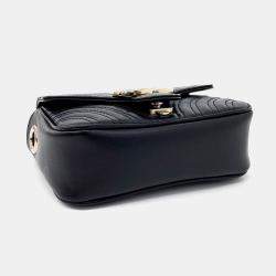 مملوكة مسبقًا Gucci Black Leather Marmont Mini Top Handle Bag