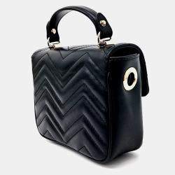مملوكة مسبقًا Gucci Black Leather Marmont Mini Top Handle Bag