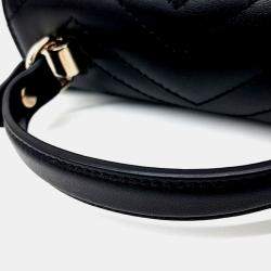 مملوكة مسبقًا Gucci Black Leather Marmont Mini Top Handle Bag