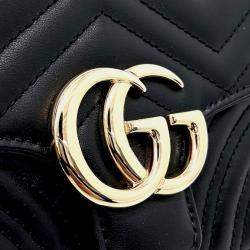 مملوكة مسبقًا Gucci Black Leather Marmont Mini Top Handle Bag