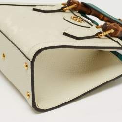 Pre Owned Gucci Diana Mini Off White Jumbo GG Canvas and Leather Tote