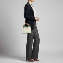 Pre Owned Gucci Diana Mini Off White Jumbo GG Canvas and Leather Tote