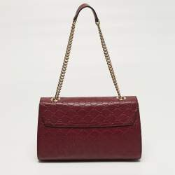 Pre Owned Gucci Emily Chain Medium Red Guccissima Leather Shoulder Bag