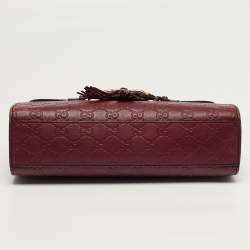 Pre Owned Gucci Emily Chain Medium Red Guccissima Leather Shoulder Bag