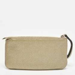 Pre Owned حقيبة كلاتش غووتشي سوههو جلد ذهبي ميتاليك بيد معصم