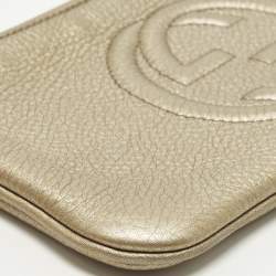 Pre Owned حقيبة كلاتش غووتشي سوههو جلد ذهبي ميتاليك بيد معصم